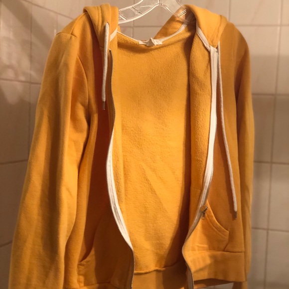 mustard yellow zip hoodie